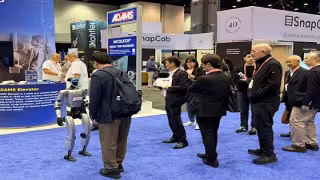 Humanoid Robot SKYE Makes Adams Elevator's NAEC Booth a Draw