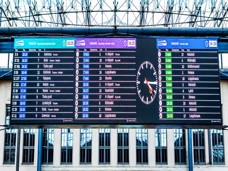 Teleste Modernizes Helsinki Central Station With Advanced RGB LED Passenger Information Display