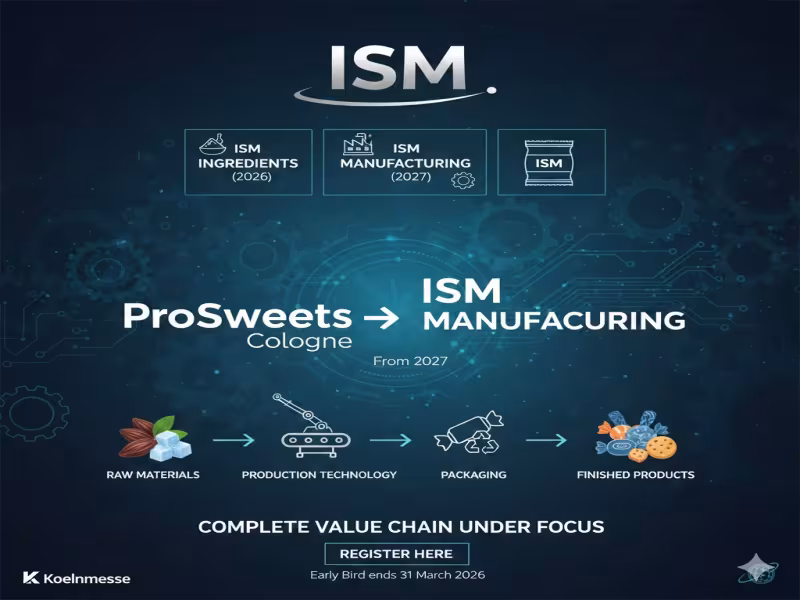 Koelnmesse Rebrands ProSweets Cologne as ISM Manufacturing to Unify Sweets and Snacks Production Value Chain From 2027