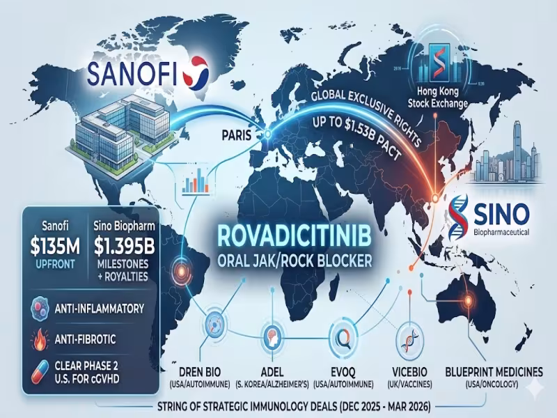 Sanofi licenses rovadicitinib from Sino Biopharm to expand global immunology pipeline with a Phase 2–ready oral asset