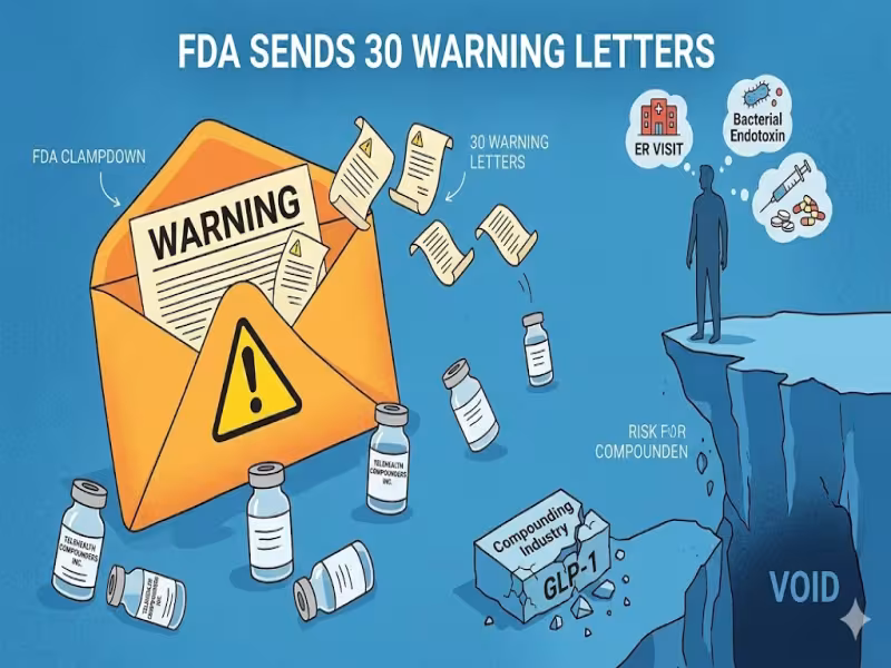FDA escalates compounded GLP-1 enforcement with 30 telehealth warning letters and manufacturing concerns at GenoGenix