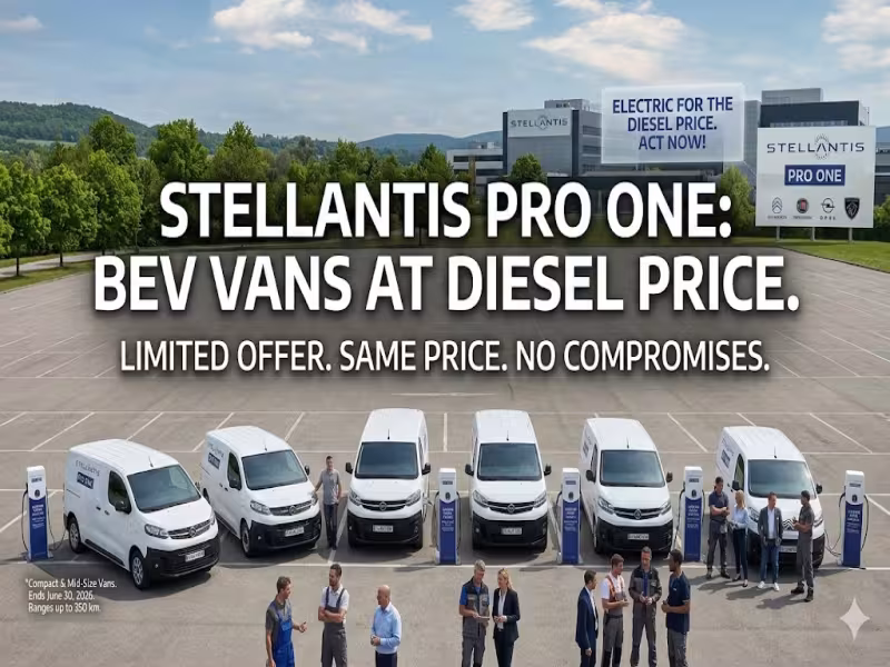 Stellantis Pro One launches Europe-wide BEV-at-diesel-price campaign to accelerate fleet electrification for compact and mid-size vans