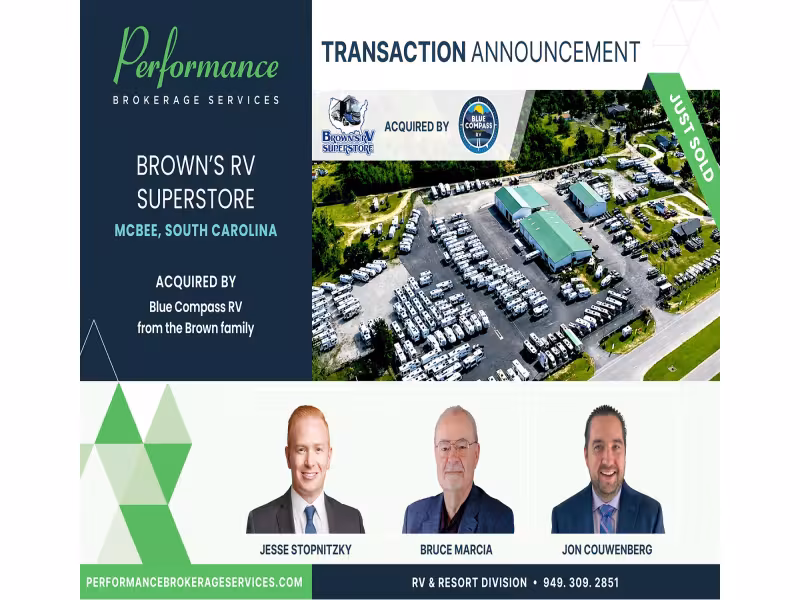 Blue Compass RV Acquires Brown's RV Superstore in South Carolina