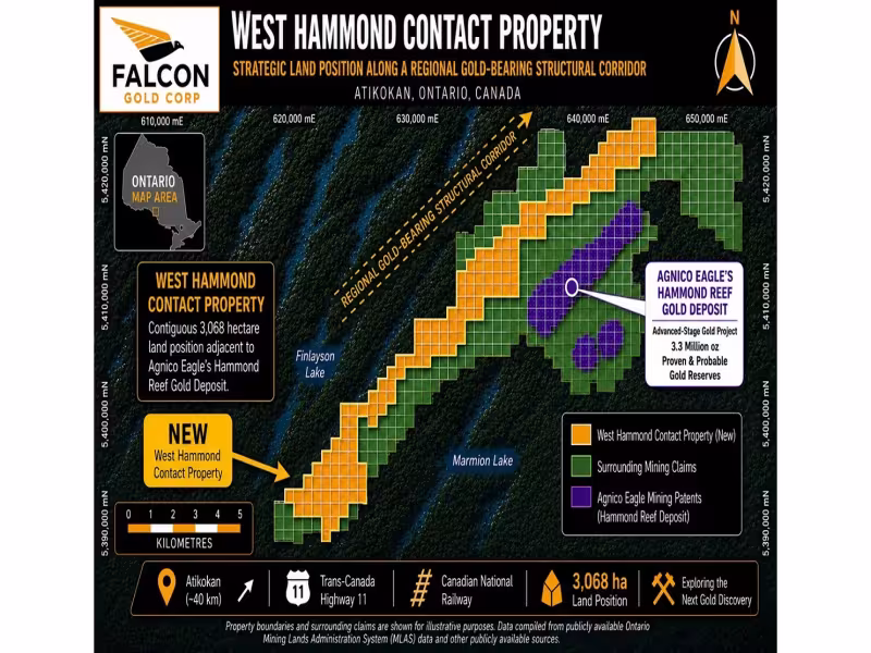 Falcon Gold Starts Field Exploration at West Hammond Near Hammond Reef