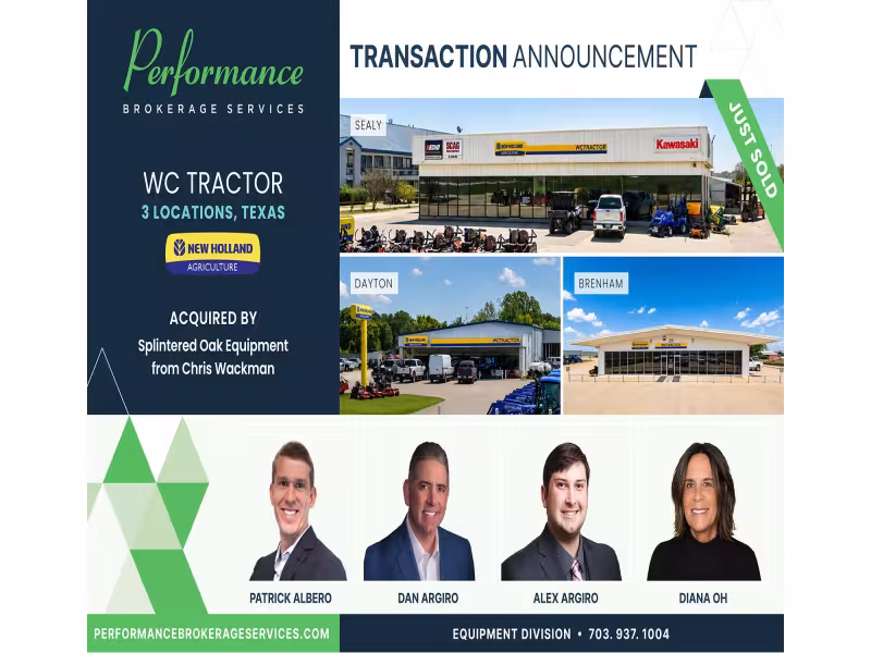 Splintered Oak Equipment Acquires Three WC Tractor Dealerships in Texas