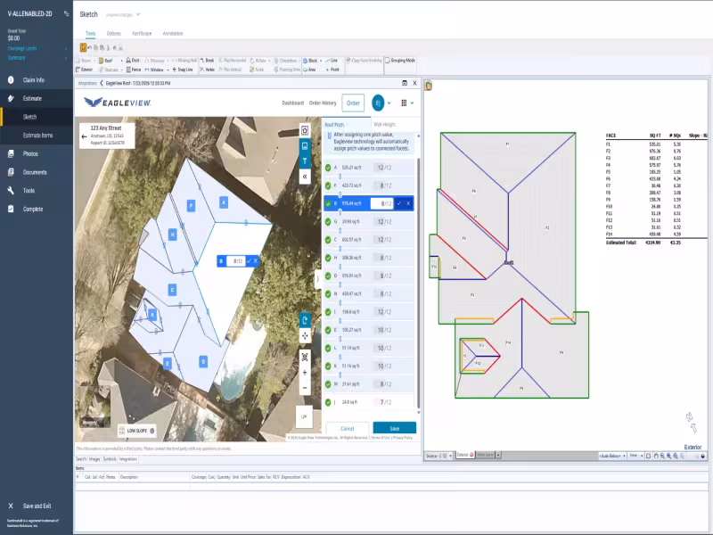 Eagleview Brings 2D-to-3D Roof Pitch Editor Into Xactimate