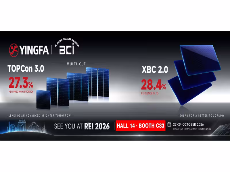 YINGFA Brings 28.4% XBC 2.0 and 27.3% TOPCon 3.0 Cells to REI 2026